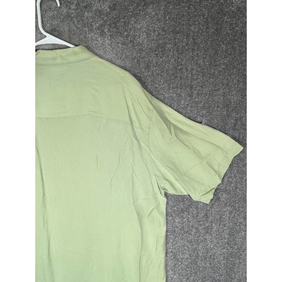 Consensus Sportswear Silk Short Sleeve Button Up Shirt Mens Large Green Pocket - Picture 11 of 14